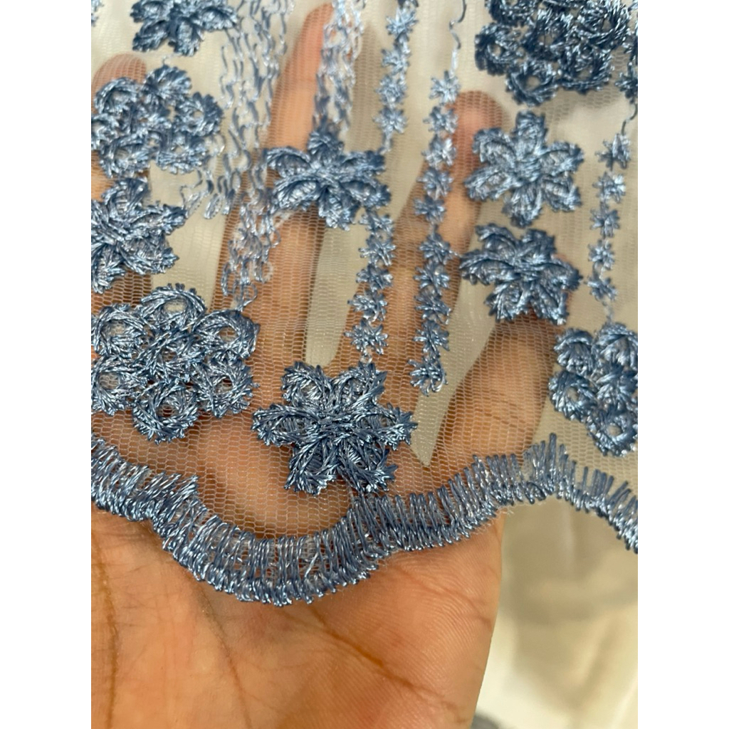 YZ4 kain tille bordir milan bunga kecil-kecil quality /bahan brukat kebaya pesta wisuda/wedding