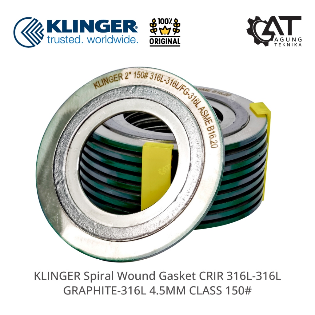 Klinger Spiral Wound Gasket CRIR 316L-316L GRAPHITE-316L 4.5MM CLASS 150# Gasket Pipa Flange