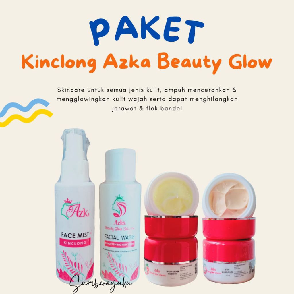 PAKET BRIGHTENING KINCLONG AZKA BEAUTY GLOW SKINCARE
