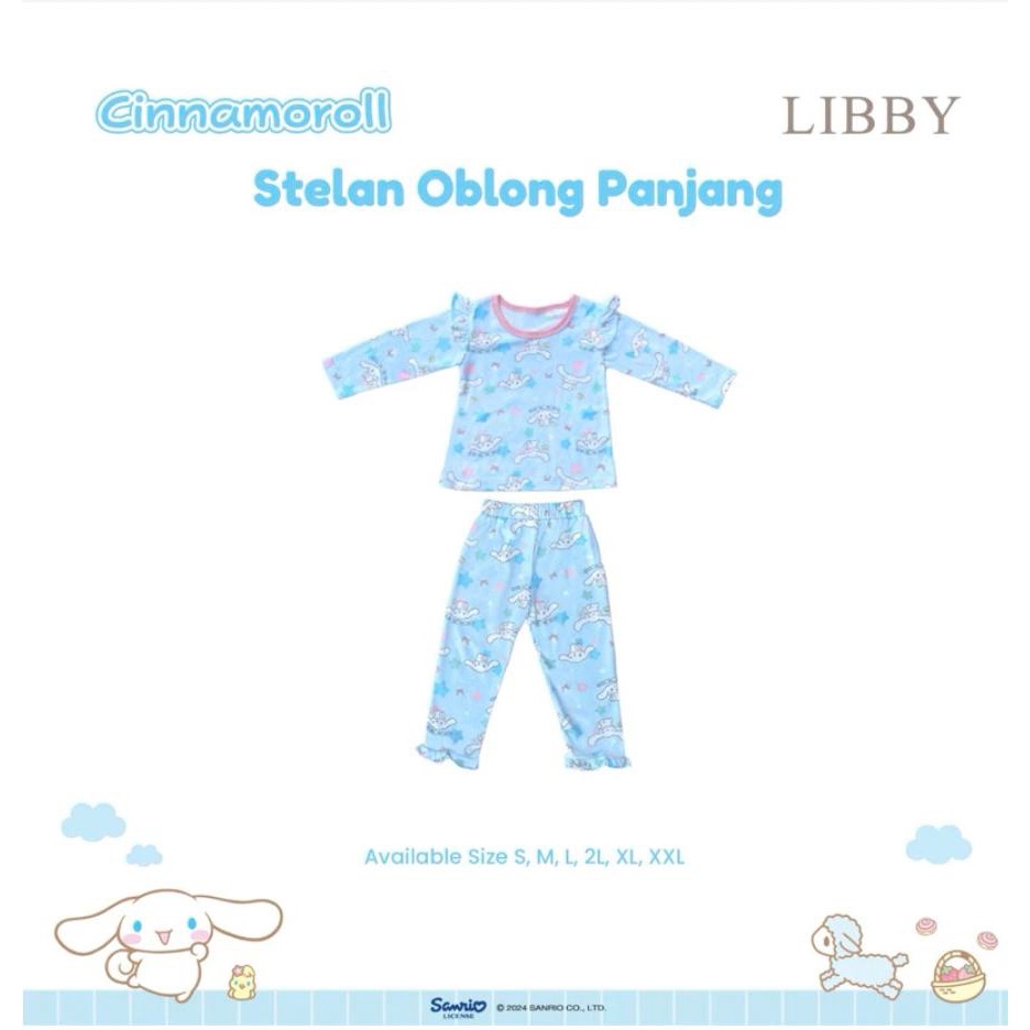 NEW LIBBY SANRIO SETEL PIYAMA OBLong PANJANG ANAK PEREMPUAN / LIBBY SANRIO ANAK BESAR