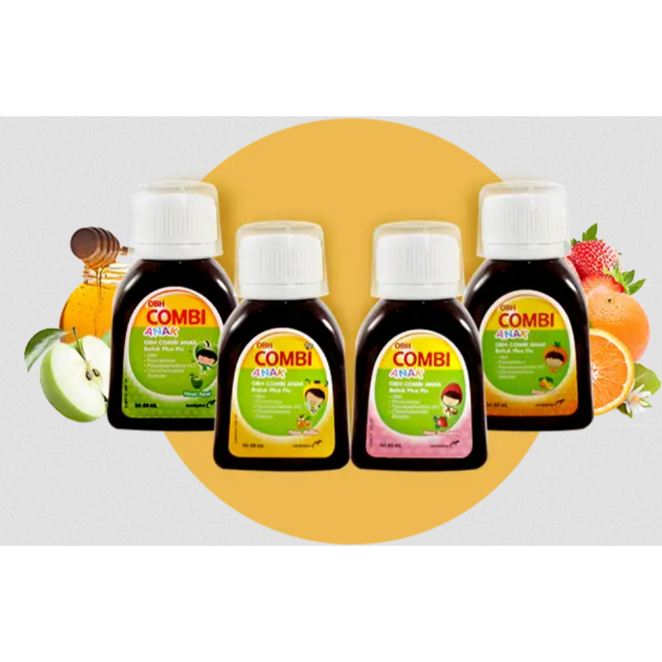 OBH Combi Anak Plus Flu 60 ML Sirup  Combiphar / Rasa Strawberry / Rasa Jeruk