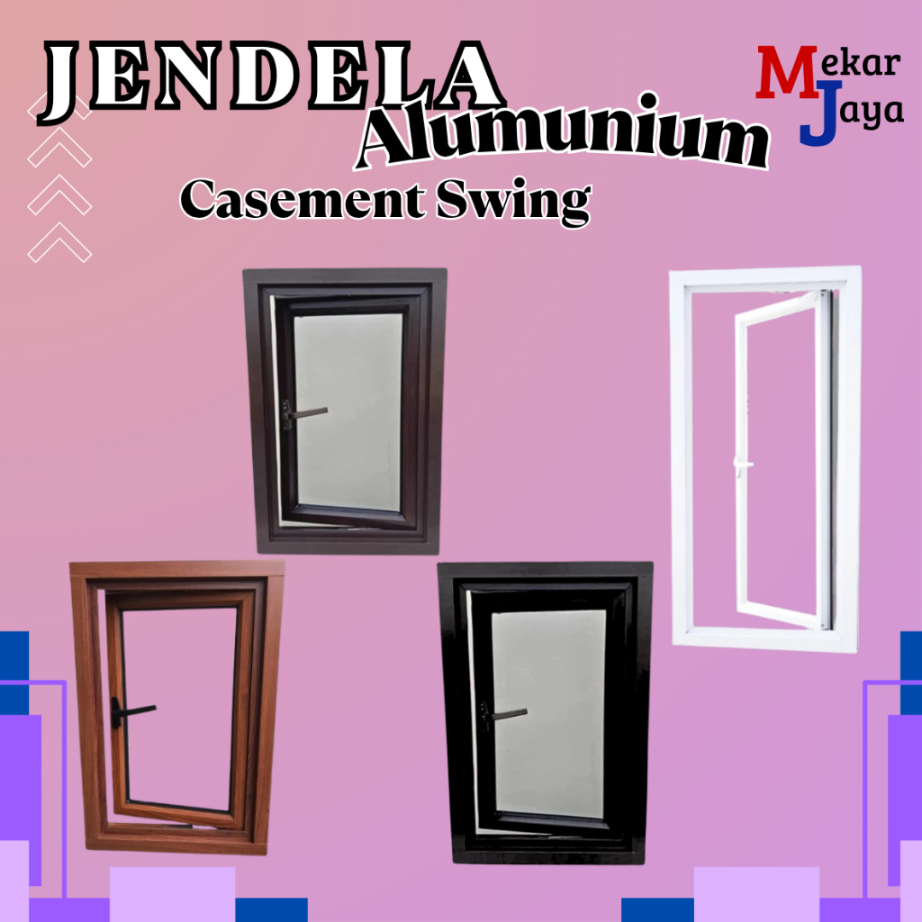 JENDELA ALUMUNIUM CASEMENT SWING UKURAN 40X80/40X100
