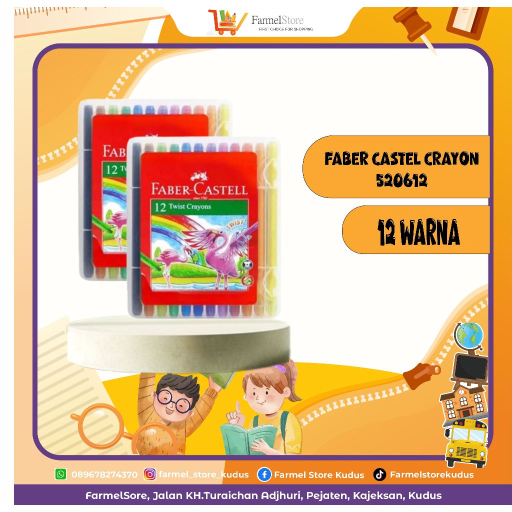 

Faber Castell Twist Crayon (Isi 12 Warna)
