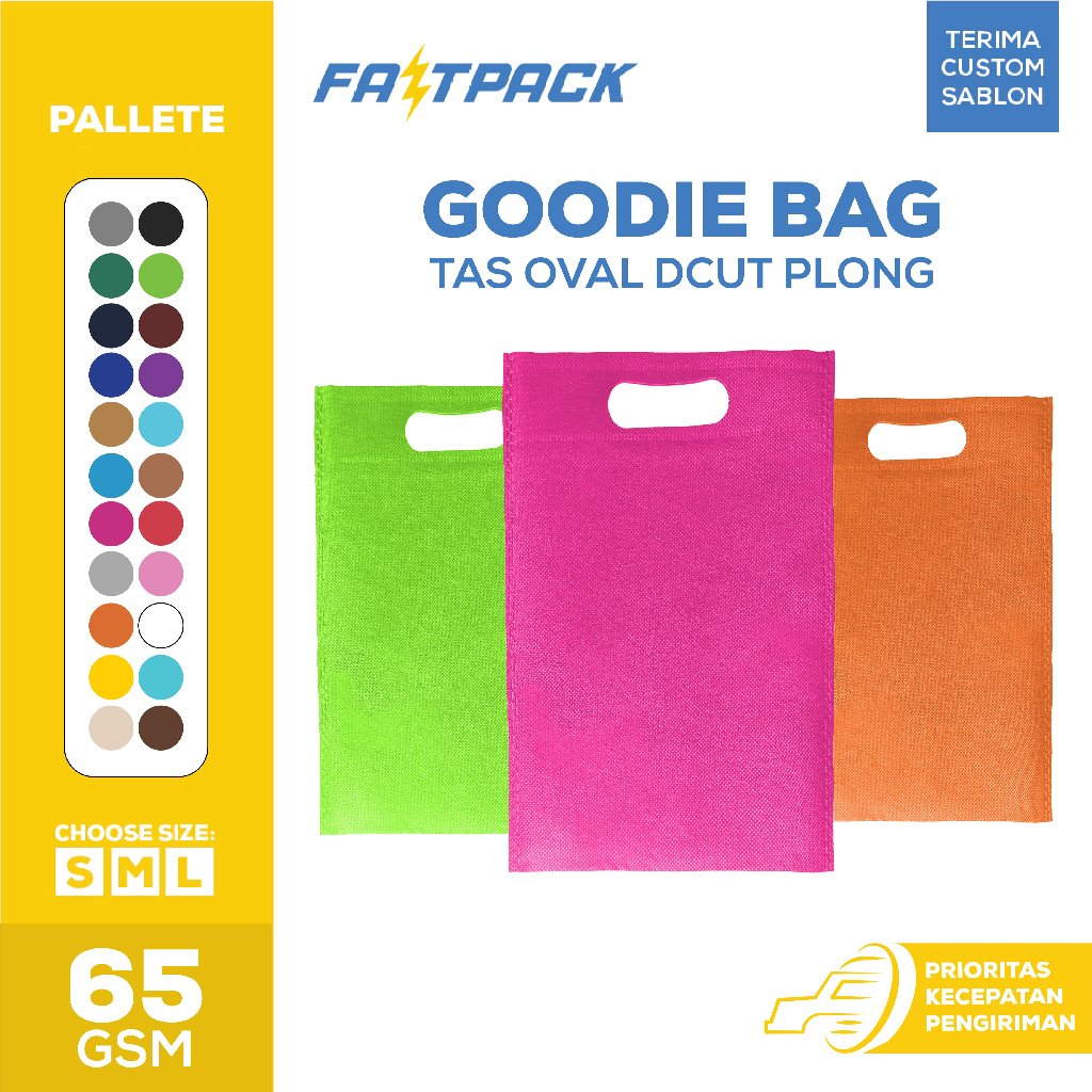 

[FP] Goodie Bag Tas Spunbond Oval Kantong Belanja Kantong Kain Souvenir Ultah Hampers Acara Lipat 20x26 25x35 30x40