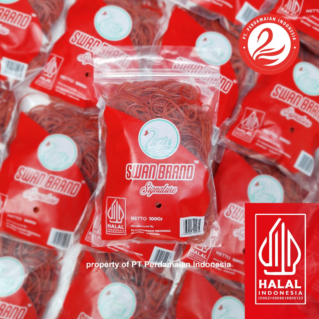 

Karet Gelang Pentil Premium merk SWAN Brand isi 100 Gram - Grosir