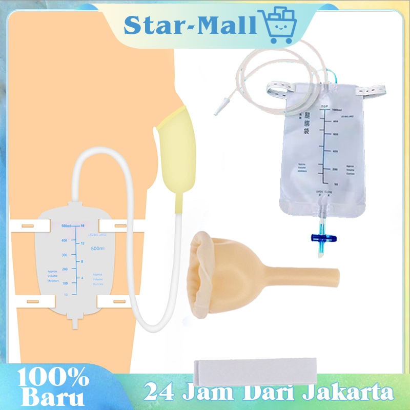 1Set Alat Kencing / Kateter Pria / Alat Kencing Untuk Pria Kateter Urine Cocok Untuk Pasien Yang Ter