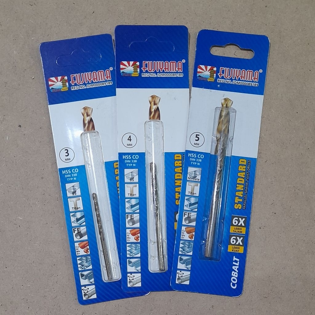 FUJIYAMA  Mata bor baja 3mm 4mm 5mm  untuk besi, kayu, baja