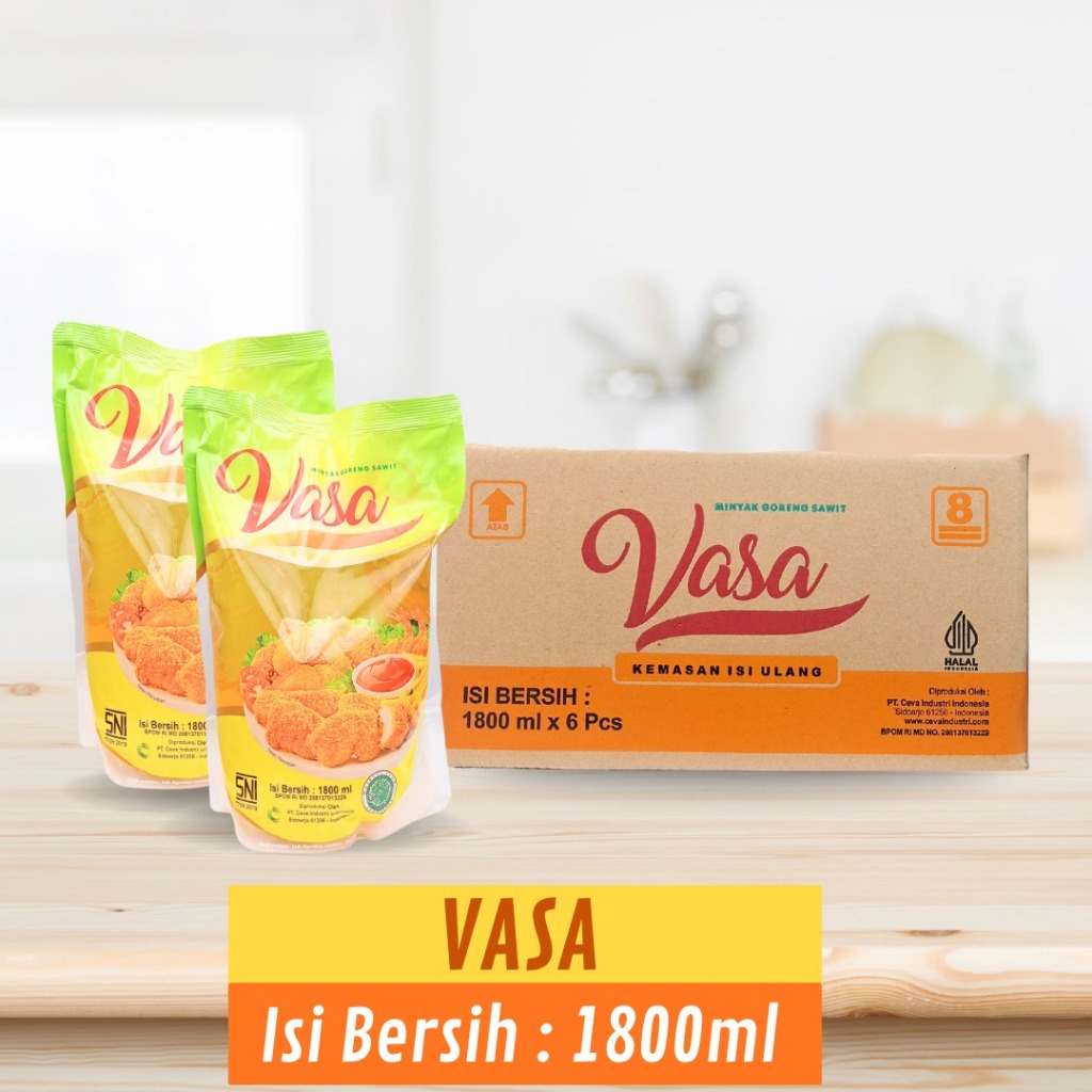 

Vasa Minyak Goreng Sawit Kemasan Pouch Bersih 1800 ml - 1 Dus