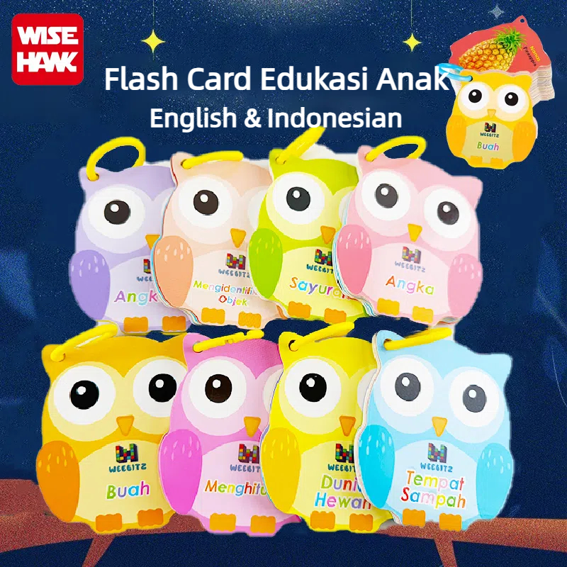 Wisehawk Bahasa Inggris&Indonesia Flash Card Mainan Edukasi Anak / Flashcard Kartu Pintar Belajar Anak