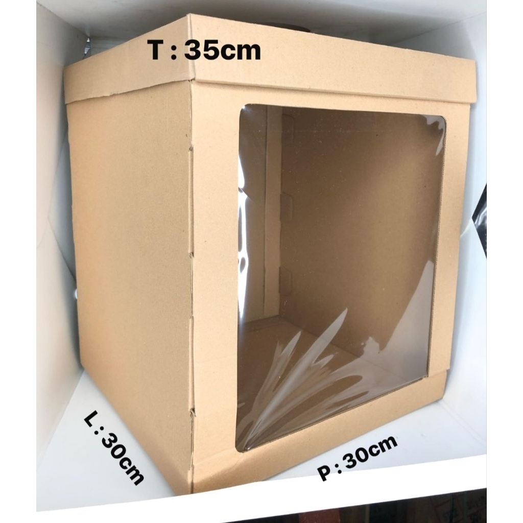 

CAKE BOX MIKA 30X30X35 CM E-FLUTE KARDUS BADAN TUTUP PISAH
