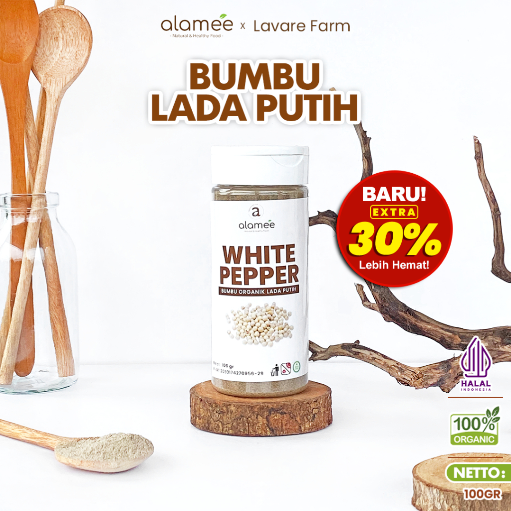 

ALAMEE Lada Putih Bubuk White Pepper Powder Merica Whitepepper Bumbu Dapur Instan Tanpa Campuran BUMA