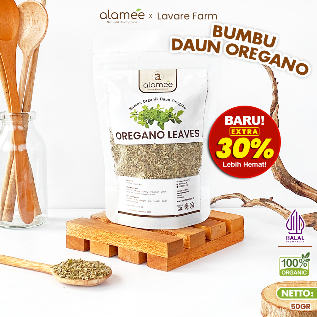 

Daun Oregano Kering Dried Leaves Flakes Garnish Murni Asli Tanpa Campuran Bumbu Organik 50gram