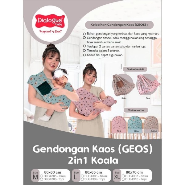 Dialogue Baby Gendongan Kaos ( GEOS ) Motif Koala + Topi / Saku Series