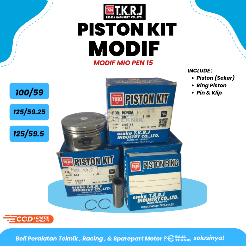 TKRJ PISTON KIT MODIF PEN 15 OVERSIZE 100 (D.59) , 125 (D.59.25) , 150 (D.59.5) | PISTON KIT MODIF T