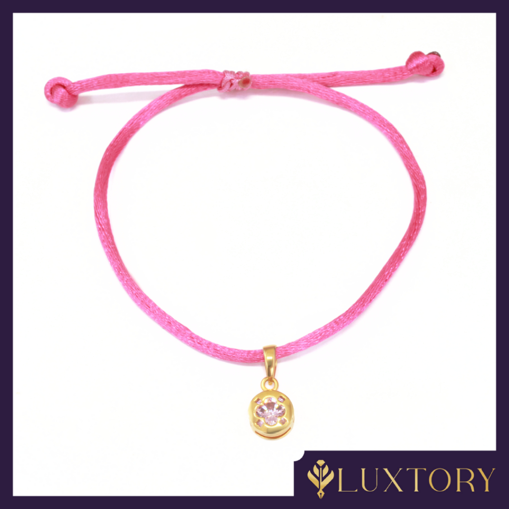 Gelang Tali Fashion Liontin Emas Asli 16k-17k Luxtory Bisa Dijual Kembali