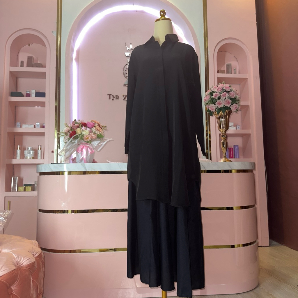 SETELAN ROK POLOS TUNIK HITAM