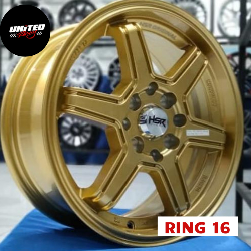 PAKET VELG+BAN MOBIL HSR MINAS GOLD RING 16 LEBAR 7 UNTUK CONFERO PROTON EVALIA R16 PELEK TE37