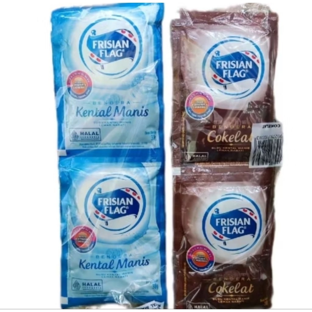 

Frisian Flag Sachet Coklat/Putih 38g 1pack isi 6Sachet