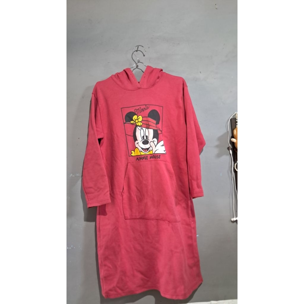oversize hoodie lengan panjang micky mouse red ~ preloved