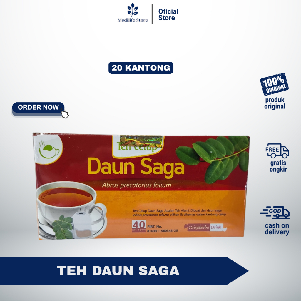 

TEH DAUN SAGA HERBAL - atasi batuk, sesak napas & radang tenggorokan | teh asli berkhasiat | 100% alami