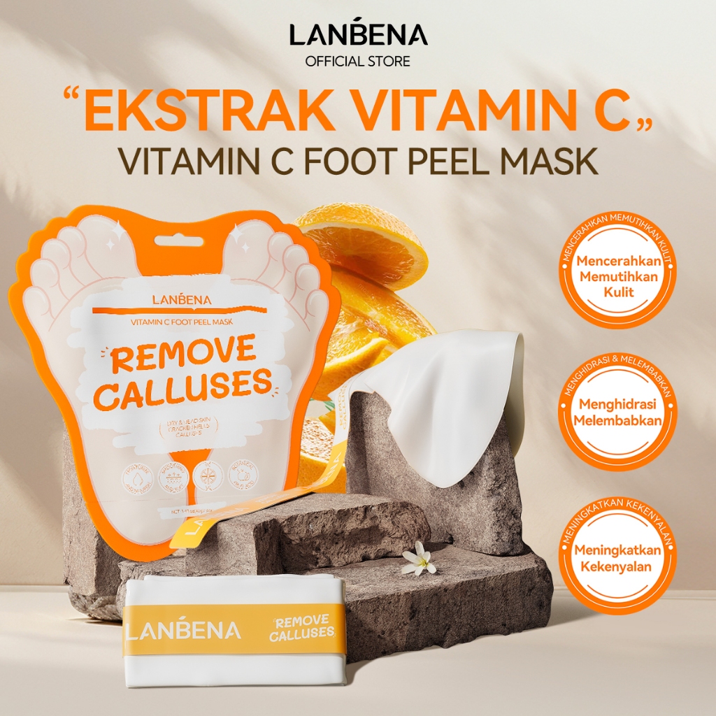 [NEW] LANBENA Masker Kaki Vitamin C Pemutih Pengelupasan Kaki Merevitalisasi Kulit Bantalan Kaki Men