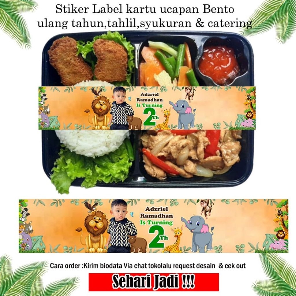 

Label Stiker Makanan bento isi 20-50 pcs +desain foto Ukuran 30*5 Stiker label ultah/label khitan/stiker tasyakuran/stiker tahlil REQUEST VIA CHAT TOKO