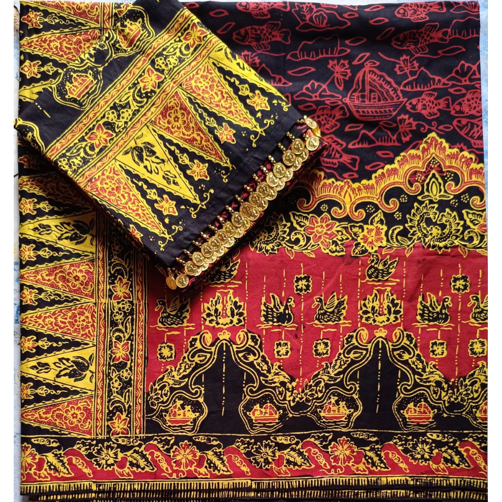 kain batik Jambi + salendang ronce koin