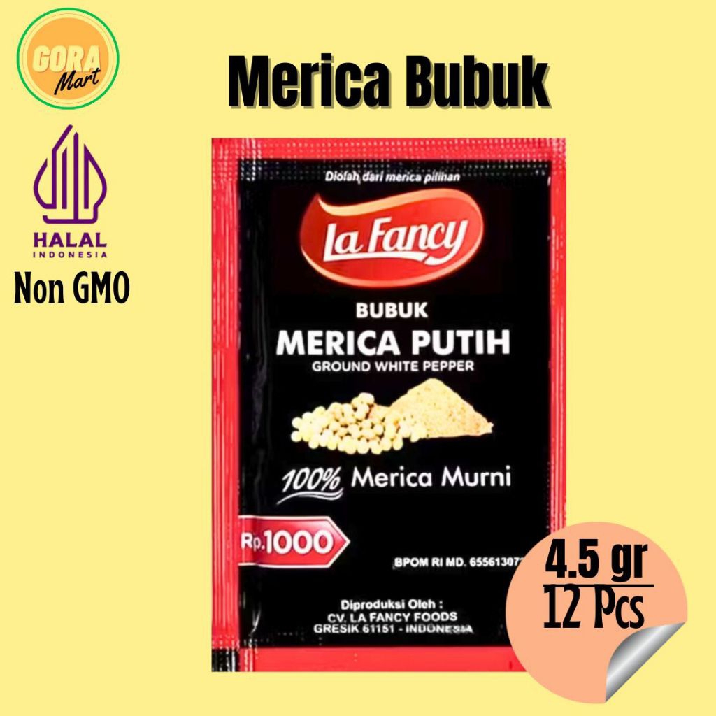 

Bumbu dapur Lada Bubuk 4,5g / Merica Putih Bubuk Murni / La Fancy merica bubuk sachet
