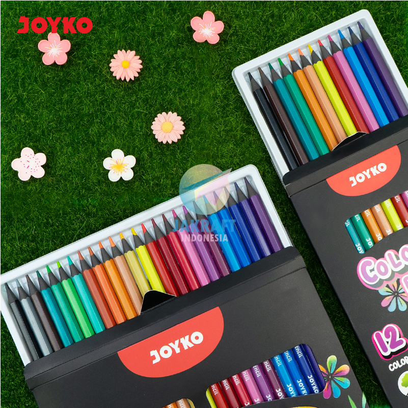 

(1 Pack) Pensil Warna Panjang JOYKO CP-0133 isi 12 / 24 Colors Color Pencil Full Black Wood Kayu Hitam Woodless Ramah Lingkungan Murah Berkualitas
