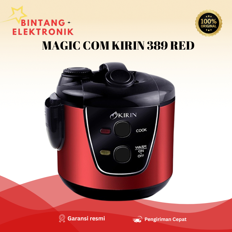MAGIC COM KIRIN 389 RED -  Magic Com 2 L Stainless – 3‑in‑1 + Katup Simaspur, Garansi Resmi