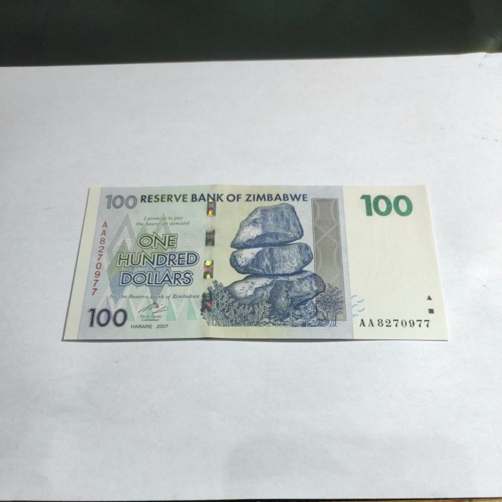 uang kuno koleksi negara Zimbabwe 100