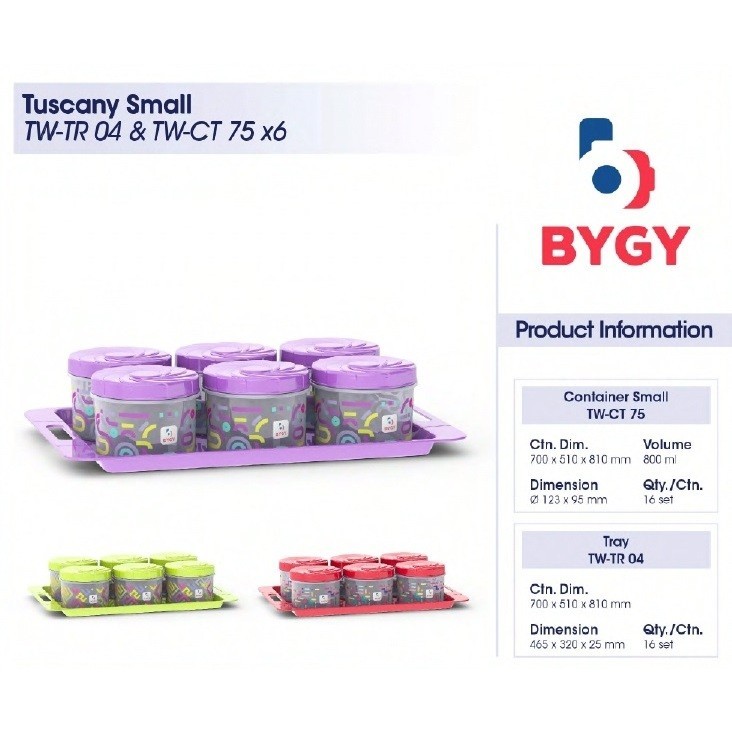 Toples Set Nampan Tuscany Small 7in1 | Toples Kue Kering Sealware 6 Toples 1 Nampan Bygy