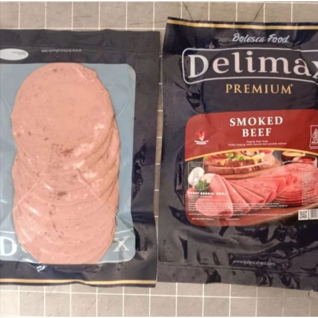 

Makanan Beku Delimax Premium Smoked Beef / Daging Sapi Asap 500 gram
