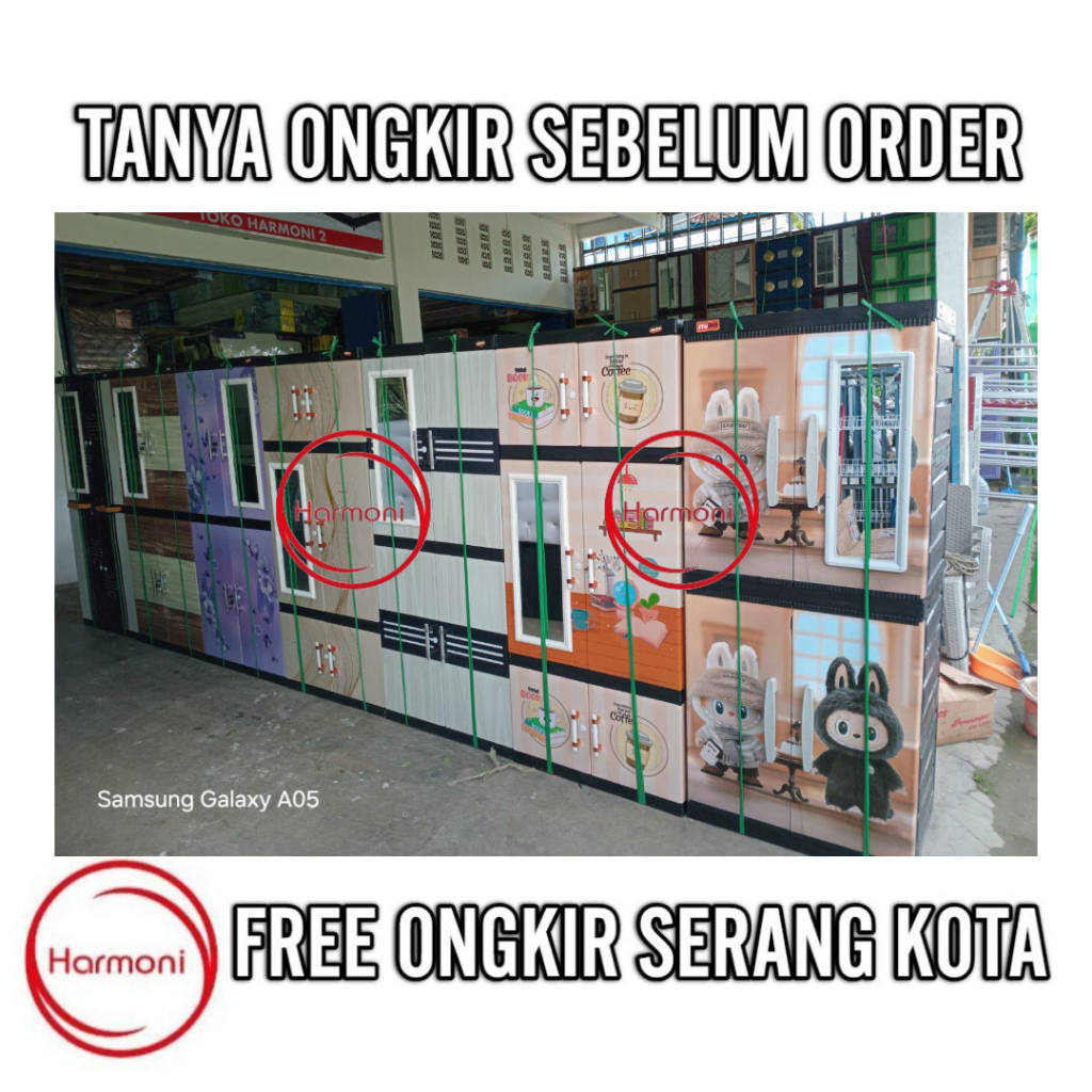 LEMARI PLASTIK PAKAIAN 4 PINTU LEMARI PLASTIK PAKAIAN KACA KUNCI PINTU 4 NAIBA FIT KACA