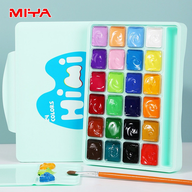 

KODE X68K Cat Air Gouache MIYA HIMI Gouache Basic Set Colour 18 X 3ml Paint Set 1824 Warna