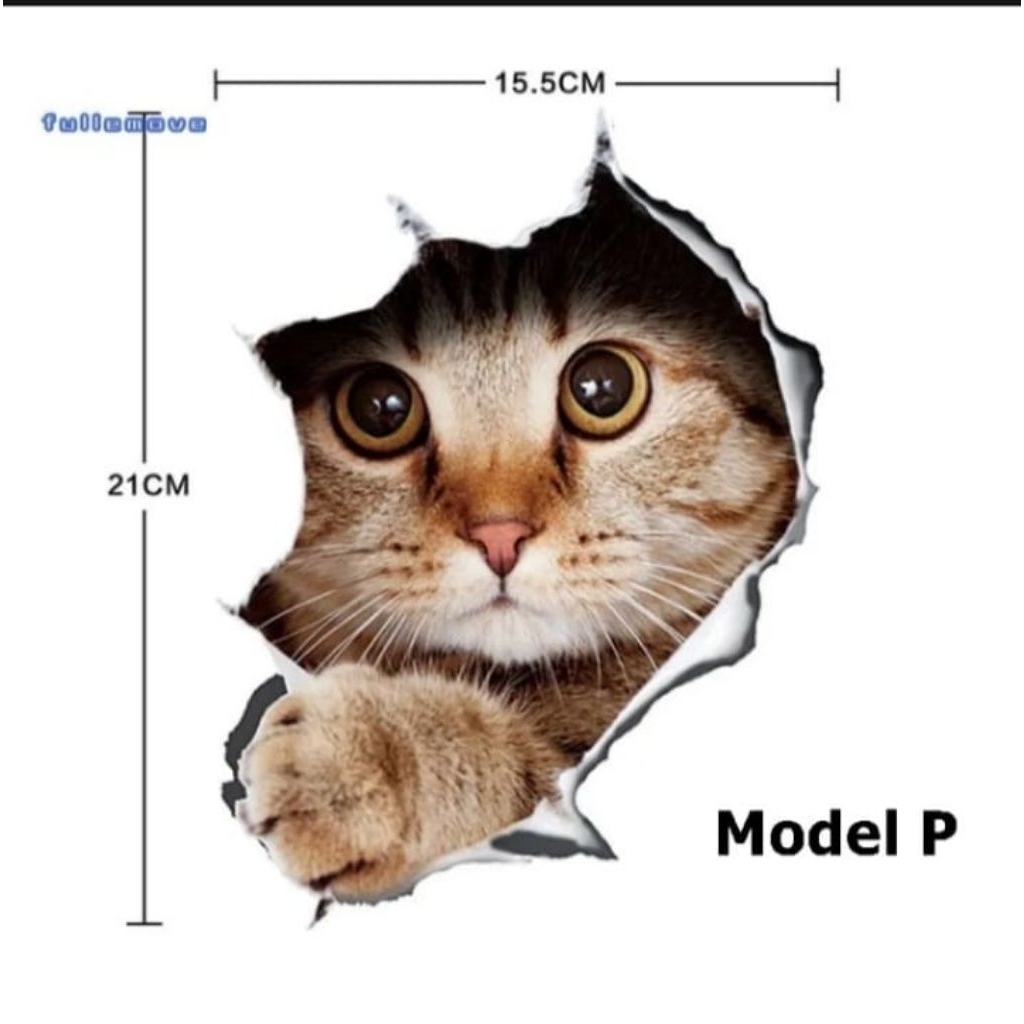 

stiker 3D kucing lucu, stiker print sudah cutting, bahan vinil, size 15 x 20 cm, anti air