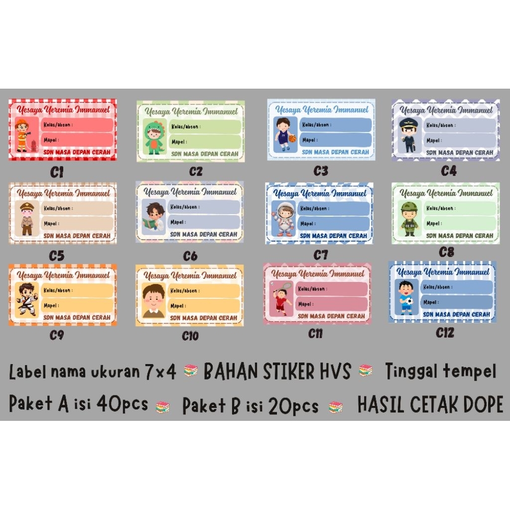 

STIKER LABEL NAMA BUKU PELAJARAN - ISI 40 PCS - UDAH DI POTONG TINGGAL TEMPEL