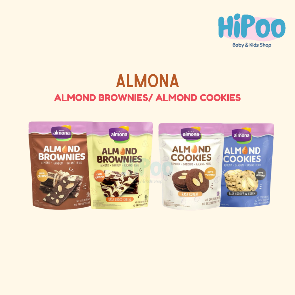 

Almona Almond Brownies 50gr Almona Almond Cookies 90gr - Snack Sehat - No Preservative - No Coloring