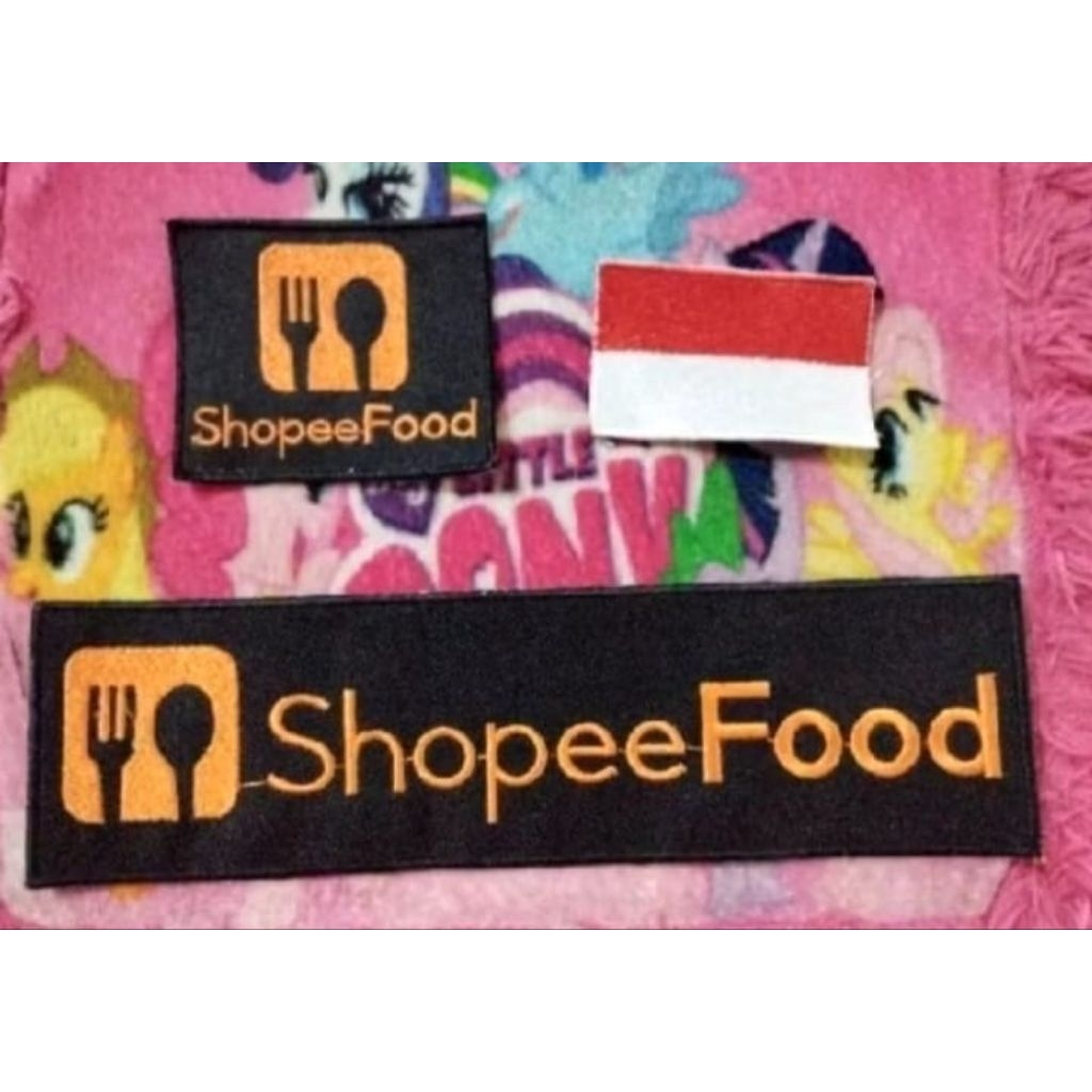 Emblem Logo Bordir Shopee Fd Paket Lengkap 3pc Dasar Hitam Bordir Komputer High Quality