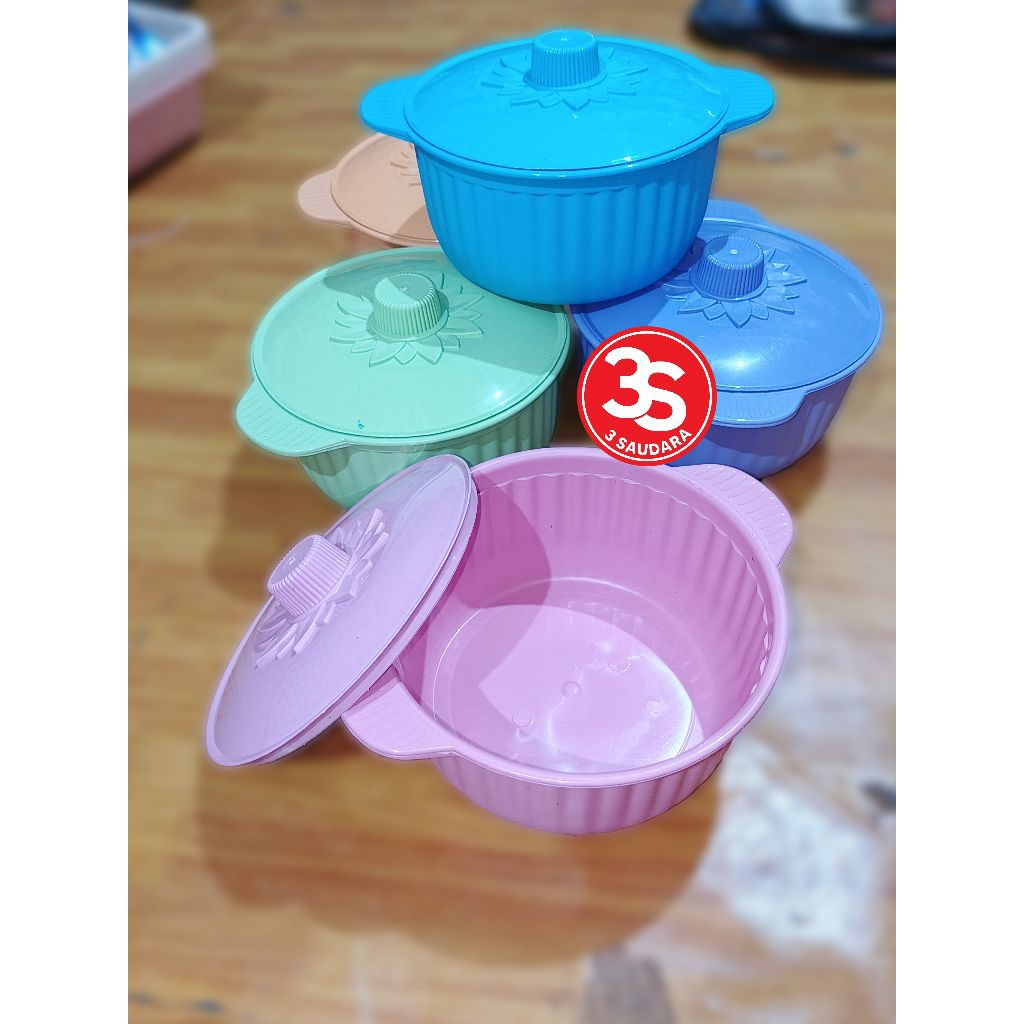 BASI BULAT / WADAH SAJI PLASTIK + TUTUP / WADAH SAYUR / WADAH NASI