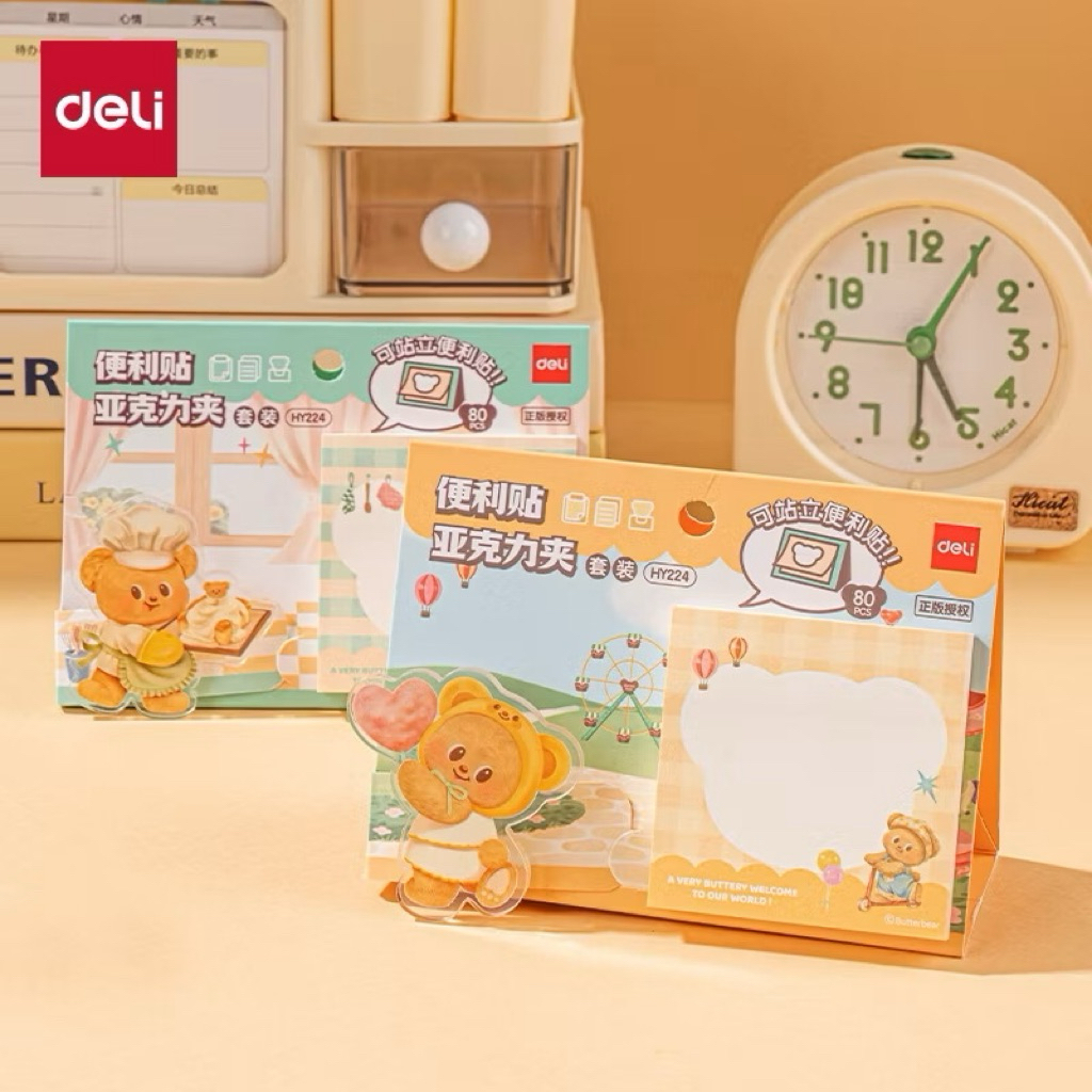 

ien ien Deli x Butterbear Sticky Notes / Memo Tempel Lucu 80 Lembar HY224