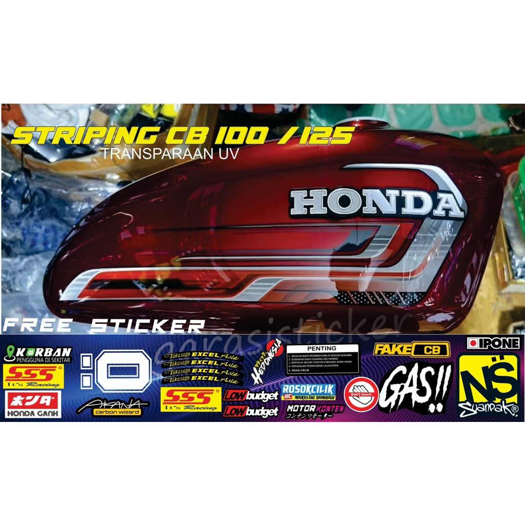Stiker Tangki CB Polos CB Batik Striping CB 125 CB 100 CB Glatik CB Transparan  uv