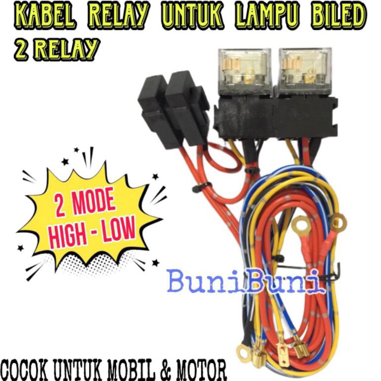 KODE U22G KABEL RELAY LAMPU TEMBAK BILED PROJIE TIPE 2 MODE HIGH LOW Untuk MOBIL  MOTOR