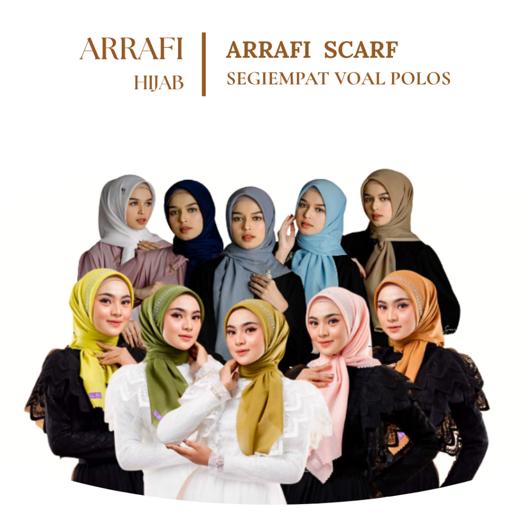 Kerudung Polos Segi Empat Voal Premium x Payet Syar'i Jilbab Hijab Segiempat Arunna Scarf Arrafi
