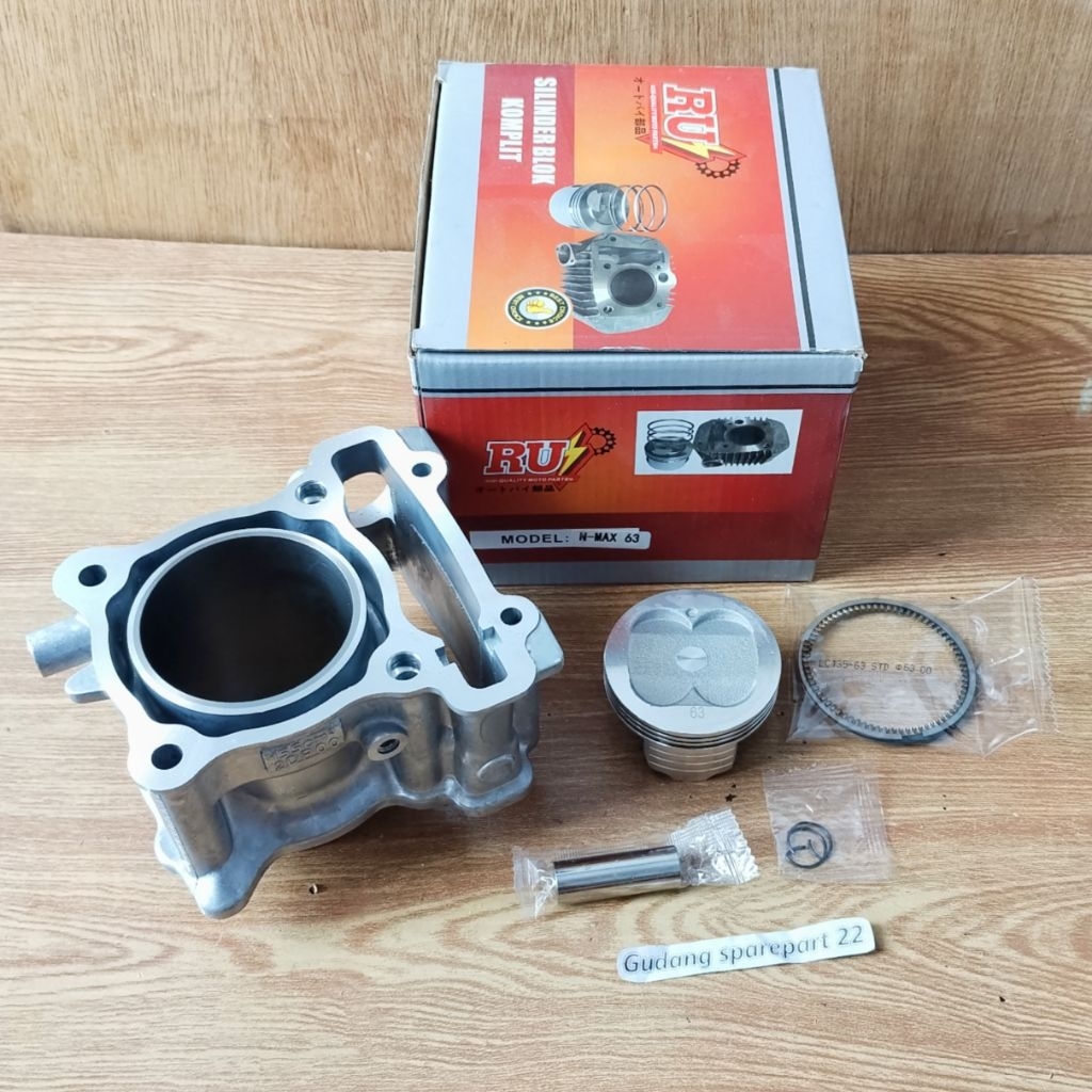 CYLINDER KIT BLOK BORING SEHER BORE UP 63MM YAMAHA NMAX KOMPLIT RING PISTON 2DP