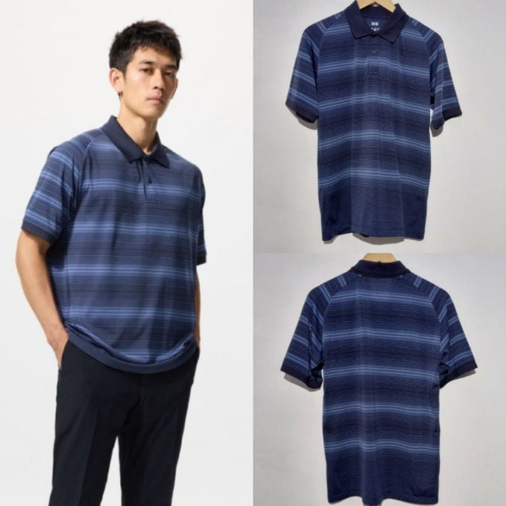 Uniqlo Kaos Polo Dry Ex Adam Scott 68 Blue Baru Asli Original