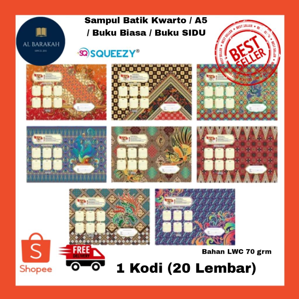 

1 Kodi (20 Lembar) !!! Sampul Buku Batik Kwarto / Sampul buku Warna warni Sampul buku motif Batik kwarto / Ukuran buku biasa / buku A5 ukuran sampul / sampul buku kertas artpaper / sampul berwarna Batik / sampul batik squeezy