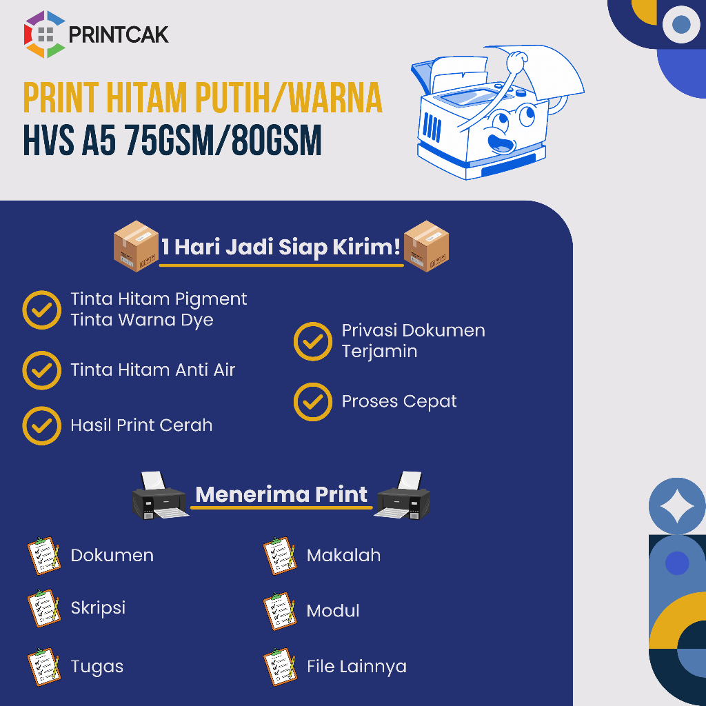 

Jasa Print A5 75gsm / 80gsm Murah 1 Hari Jadi Siap Kirim