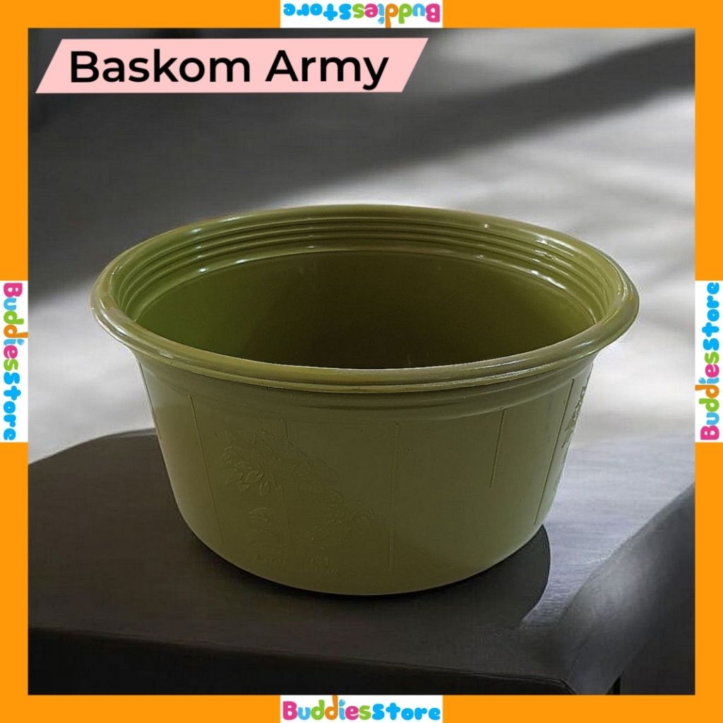 [COD] BASKOM ARMY PLASTIK BULAT / KERANJANG PLASTIK MAKANAN / BASKOM BERKAT