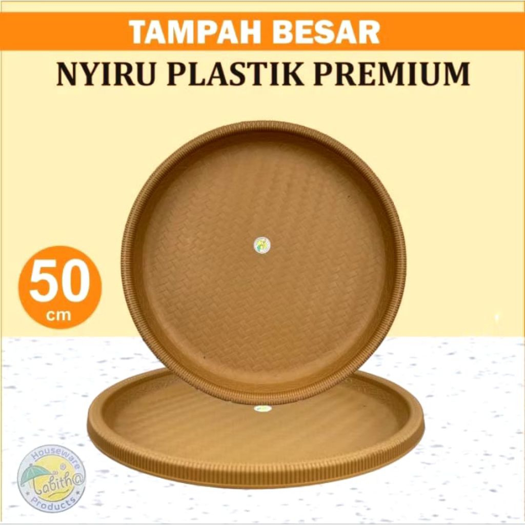 Tampah Besar 50 cm model rotan anyaman plastik/Tatakan Tumpeng/Nampan Tumpeng/Nyiru plastik